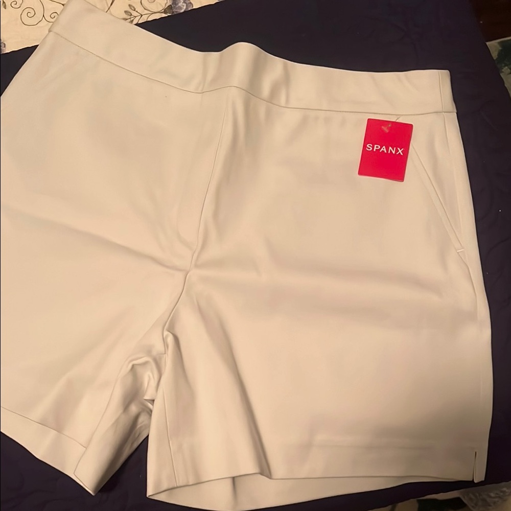 SPANX Cream High Waist Tailored Shorts